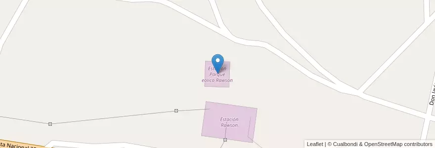 Mapa de ubicacion de Estación Parque eólico Rawson en Arjantin, Chubut, Departamento Rawson, Rawson.