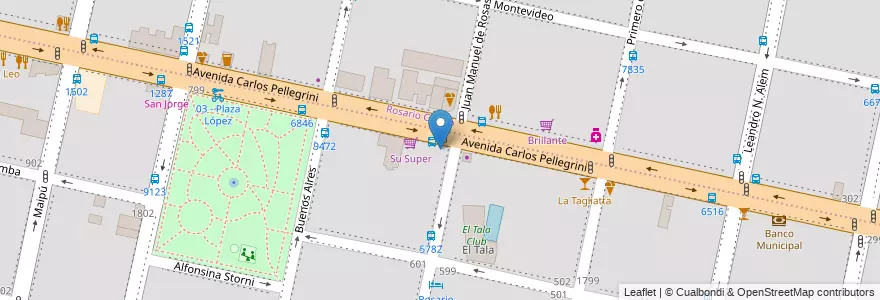 Mapa de ubicacion de Estac|ión Pellegrini en الأرجنتين, سانتا في, Departamento Rosario, Municipio De Rosario, روساريو.