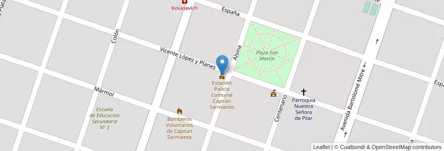 Mapa de ubicacion de Estación Policía Comunal Capitán Sarmiento en الأرجنتين, بوينس آيرس, Partido De Capitán Sarmiento, Capitán Sarmiento.