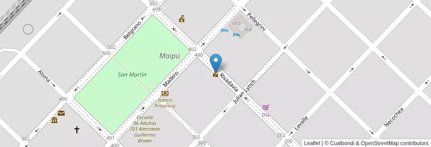 Mapa de ubicacion de Estación Policía Comunal Maipú en الأرجنتين, بوينس آيرس, Partido De Maipú, Maipú.