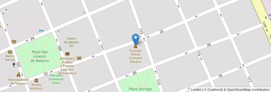 Mapa de ubicacion de Estación Policía Comunal Navarro en 아르헨티나, 부에노스아이레스주, Partido De Navarro, Navarro.