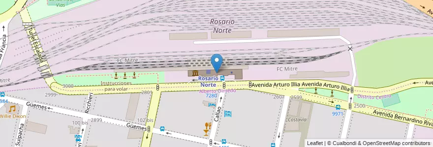 Mapa de ubicacion de Estación Rosario Norte en Argentina, Santa Fe, Departamento Rosario, Municipio De Rosario, Rosário.