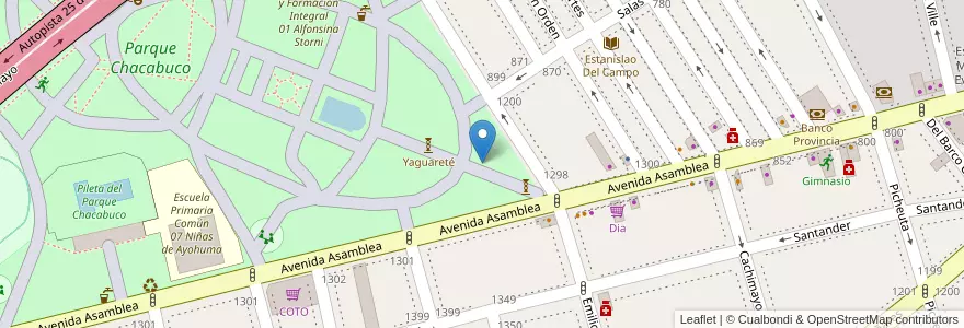 Mapa de ubicacion de Estación Saludable, Parque Chacabuco en Arjantin, Ciudad Autónoma De Buenos Aires, Comuna 7, Buenos Aires.