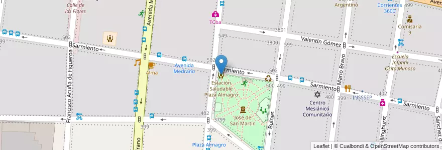 Mapa de ubicacion de Estación Saludable Plaza Almagro, Almagro en Argentine, Ciudad Autónoma De Buenos Aires, Comuna 5, Buenos Aires.