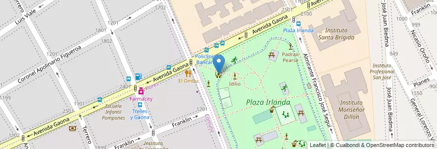 Mapa de ubicacion de Estación Saludable Plaza Irlanda, Caballito en Argentinien, Ciudad Autónoma De Buenos Aires, Buenos Aires, Comuna 6.