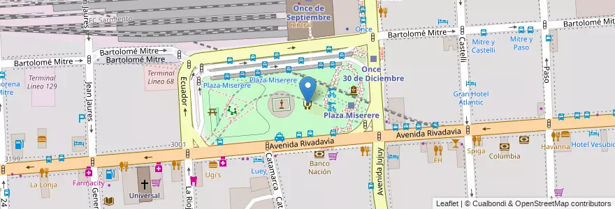 Mapa de ubicacion de Estación Saludable Plaza Miserere, Balvanera en Argentinië, Ciudad Autónoma De Buenos Aires, Comuna 3, Buenos Aires.