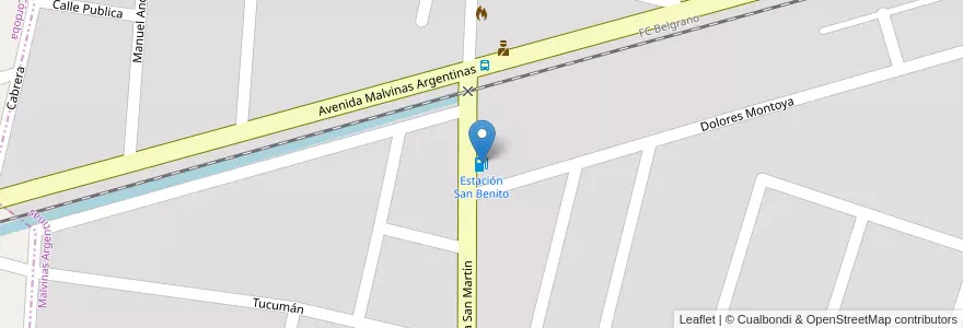 Mapa de ubicacion de Estación San Benito en Аргентина, Кордова, Departamento Colón, Pedanía Constitución, Municipio De Malvinas Argentinas, Malvinas Argentinas.