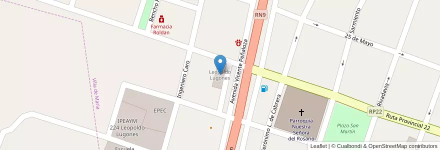 Mapa de ubicacion de Estación Terminal de Colectivos en Аргентина, Кордова, Departamento Río Seco, Pedanía Villa De María, Municipio De Villa De María, Villa De María.