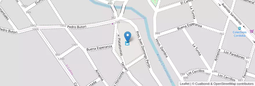 Mapa de ubicacion de Estación Terminal de Omnibus en الأرجنتين, Córdoba, Departamento Santa María, Pedanía Alta Gracia, Municipio De Alta Gracia, Alta Gracia.