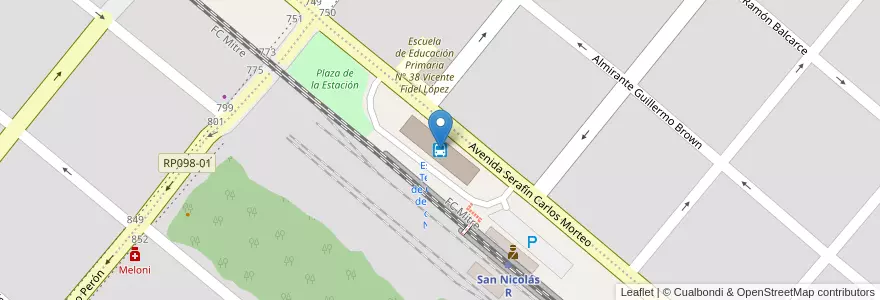 Mapa de ubicacion de Estación Terminal de Ómnibus del Pueblo de San Nicolás en Argentina, Buenos Aires, Partido De San Nicolás, San Nicolás De Los Arroyos.