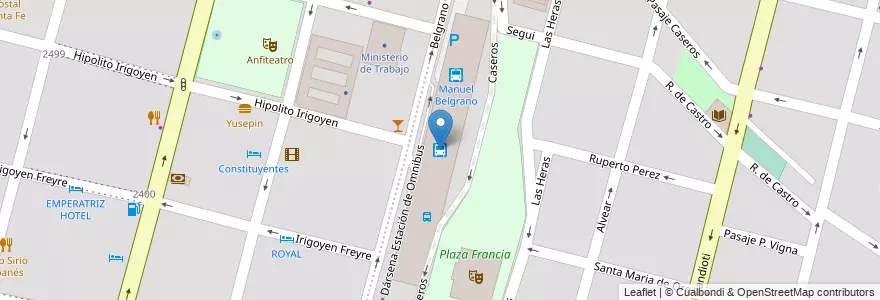Mapa de ubicacion de Estación Terminal de Ómnibus "Gral. Manuel Belgrano" en الأرجنتين, سانتا في, إدارة العاصمة, سانتا في العاصمة, سانتا في.