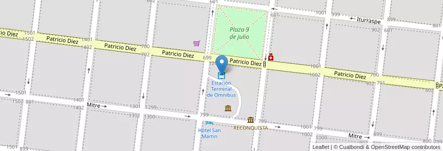 Mapa de ubicacion de Estación Terminal de Omnibus en Аргентина, Санта-Фе, Departamento General Obligado, Municipio De Reconquista, Reconquista.