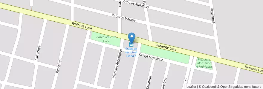 Mapa de ubicacion de Estacion terminal Linea 5 en 아르헨티나, Santa Fe, Departamento La Capital, Santa Fe Capital, Santa Fe.