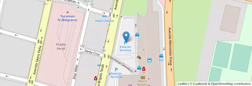 Mapa de ubicacion de Estación Terminal en Argentine, Tucumán, San Miguel De Tucumán, Departamento Capital, San Miguel De Tucumán.