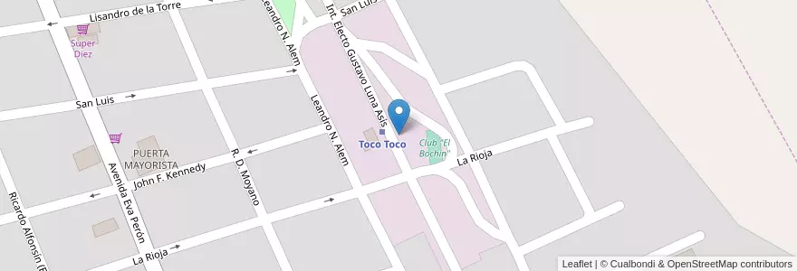 Mapa de ubicacion de Estación "Toco Toco" en Argentina, Córdoba, Departamento Cruz Del Eje, Municipio De Cruz Del Eje, Pedanía Cruz Del Eje, Cruz Del Eje.