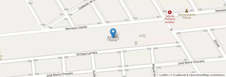 Mapa de ubicacion de Estación Torres en アルゼンチン, ブエノスアイレス州, Partido De Luján.