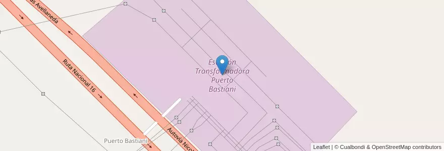 Mapa de ubicacion de Estación Transformadora Puerto Bastiani en アルゼンチン, チャコ州, Departamento Libertad, Municipio De Colonia Popular.
