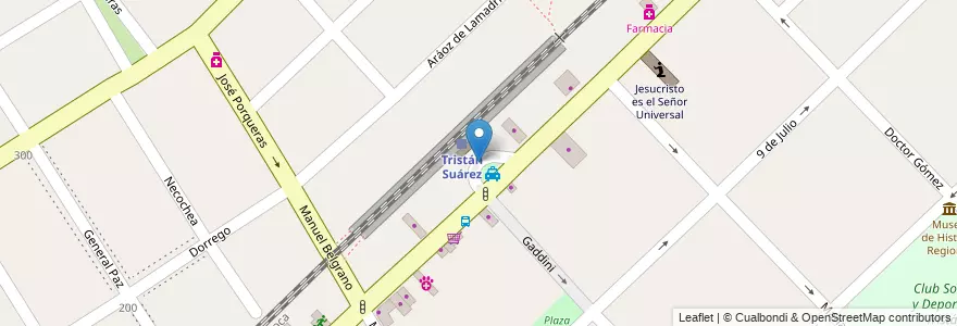 Mapa de ubicacion de Estacion Tristan Suarez en アルゼンチン, ブエノスアイレス州, Partido De Ezeiza, Tristán Suárez.