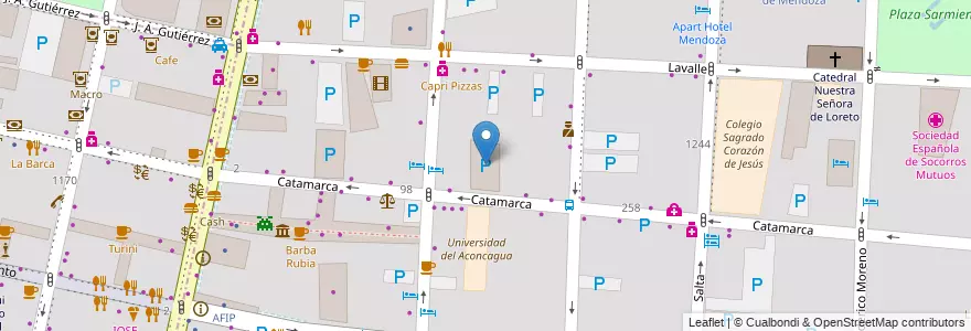Mapa de ubicacion de Estacionamiento 24h en Argentina, Chile, Mendoza, Departamento Capital, Ciudad De Mendoza, Sección 3ª Parque O'Higgins.