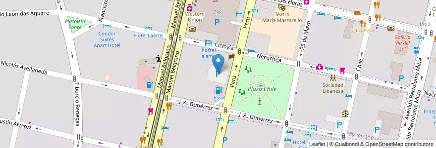 Mapa de ubicacion de Estacionamiento 24hs en آرژانتین, شیلی, Mendoza, Departamento Capital, Ciudad De Mendoza.