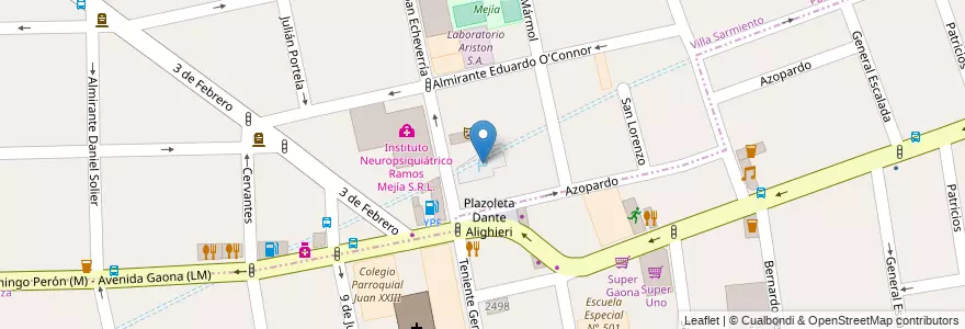 Mapa de ubicacion de Estacionamiento en Argentina, Provincia Di Buenos Aires, Partido De La Matanza, Ramos Mejía, Villa Sarmiento.