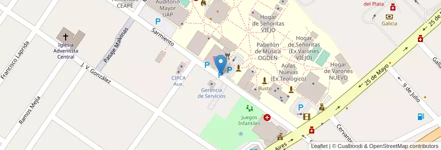 Mapa de ubicacion de Estacionamiento (5 Minutos) en アルゼンチン, エントレ・リオス州, Departamento Diamante, Libertador San Martín, Distrito Palmar.
