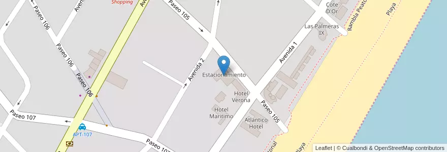 Mapa de ubicacion de Estacionamiento en آرژانتین, استان بوئنوس آیرس, Partido De Villa Gesell.