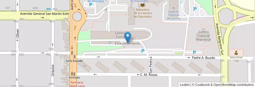 Mapa de ubicacion de Estacionamiento en 阿根廷, La Pampa, Municipio De Santa Rosa, Departamento Capital, Santa Rosa.