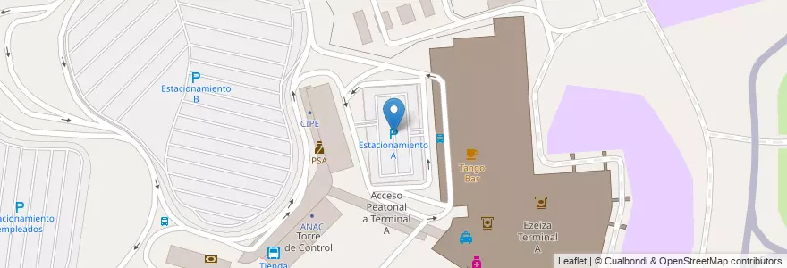 Mapa de ubicacion de Estacionamiento A en Arjantin, Buenos Aires, Partido De Ezeiza, Aeropuerto Internacional Ezeiza.