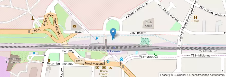 Mapa de ubicacion de Estacionamiento Aeropuerto El Palomar "C" en Argentine, Province De Buenos Aires, Partido De Morón, El Palomar, Ciudad Jardín Lomas Del Palomar.