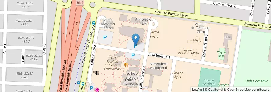 Mapa de ubicacion de Estacionamiento Aulas Norte en 아르헨티나, Salta, Capital, Municipio De Salta, Salta.