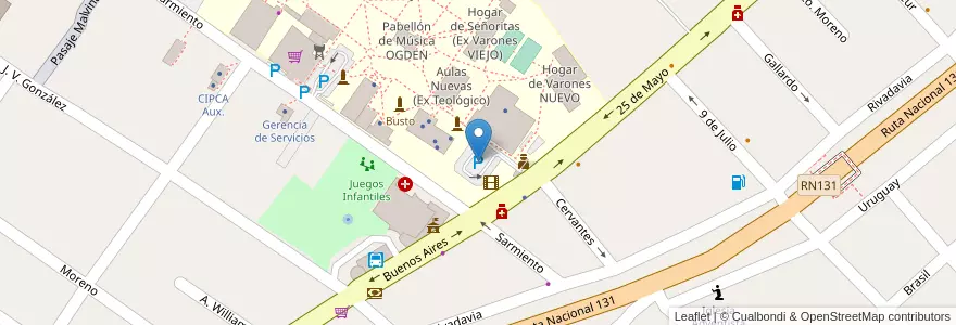 Mapa de ubicacion de Estacionamiento Aulas en Argentinië, Entre Ríos, Departamento Diamante, Libertador San Martín, Distrito Palmar.