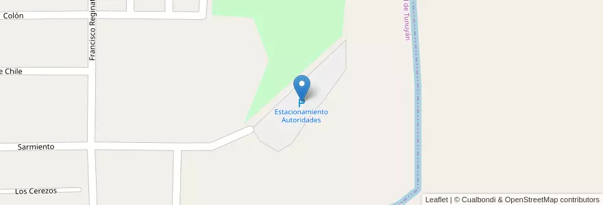 Mapa de ubicacion de Estacionamiento Autoridades en Argentinië, Chili, Mendoza, Departamento Tunuyán, Distrito Villa De San Carlos.