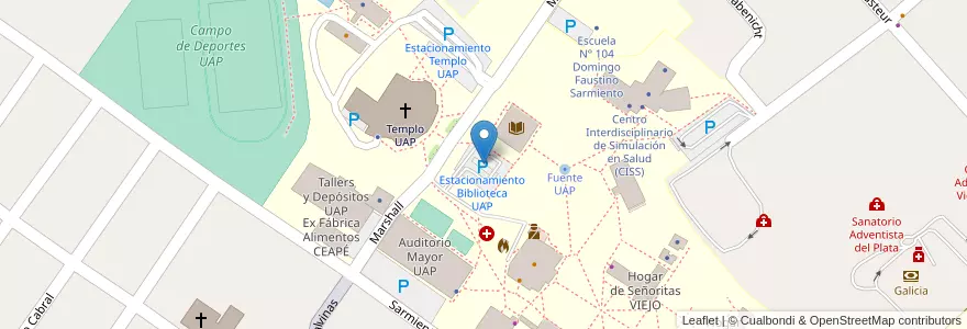 Mapa de ubicacion de Estacionamiento Biblioteca UAP en Argentina, Wilayah Entre Ríos, Departamento Diamante, Libertador San Martín, Distrito Palmar.