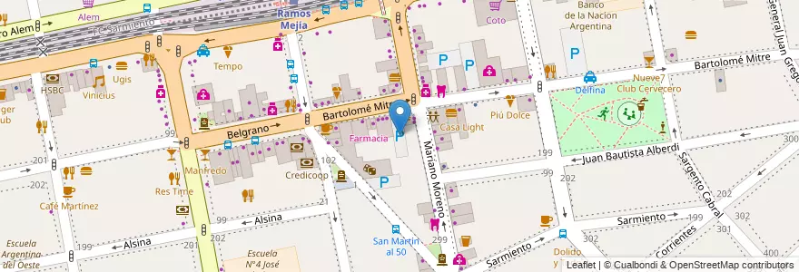 Mapa de ubicacion de Estacionamiento Bingo Ramos Mejía en 아르헨티나, 부에노스아이레스주, Partido De La Matanza, Ramos Mejía.
