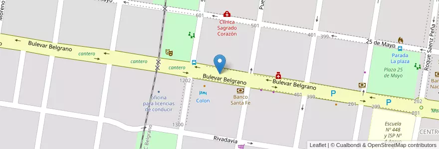 Mapa de ubicacion de Estacionamiento Bvar. Belgrano en Argentina, Santa Fe, Departamento Vera, Municipio De Calchaquí.