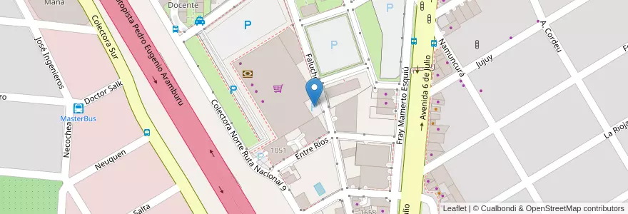 Mapa de ubicacion de Estacionamiento Camiones Distribucion de Carrefour en Argentina, Buenos Aires, Partido De Campana.