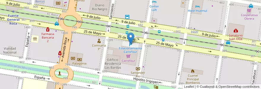 Mapa de ubicacion de Estacionamiento Carrefour en Argentina, Provincia Di Río Negro, General Roca, Departamento General Roca, General Roca.