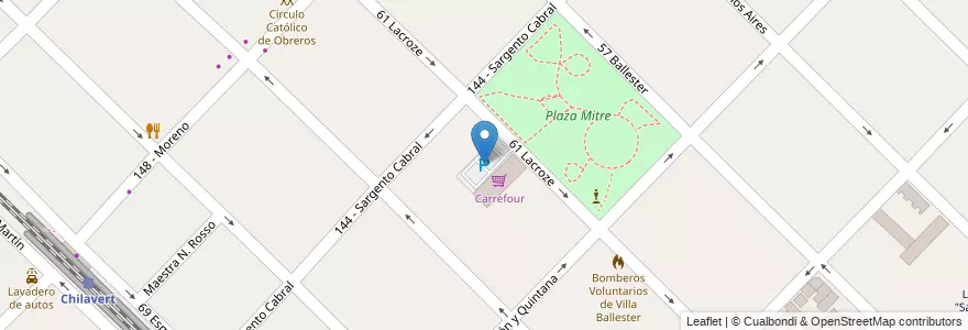 Mapa de ubicacion de Estacionamiento Carrefour Chilavert en アルゼンチン, ブエノスアイレス州, Partido De General San Martín, Villa Ballester.