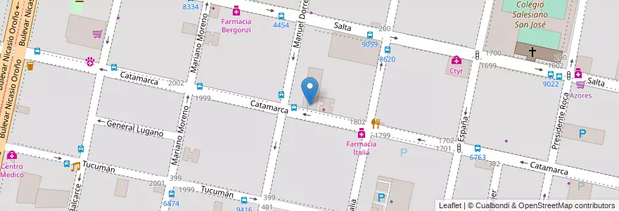 Mapa de ubicacion de Estacionamiento Cartamarca en アルゼンチン, サンタフェ州, Departamento Rosario, Municipio De Rosario, ロサリオ.