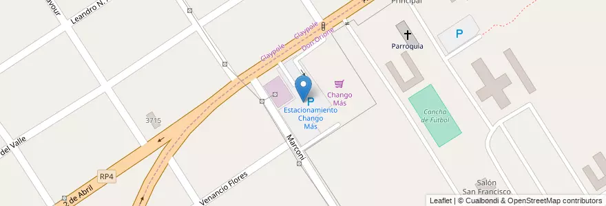 Mapa de ubicacion de Estacionamiento Chango Más en Argentinië, Buenos Aires, Partido De Almirante Brown, Claypole.