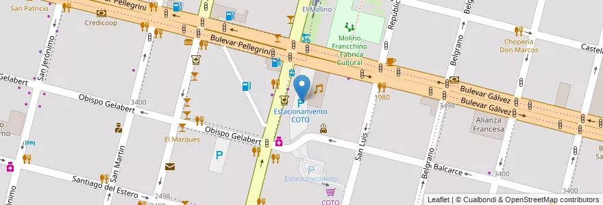 Mapa de ubicacion de Estacionamiento COTO en آرژانتین, سانتافه, Departamento La Capital, Santa Fe Capital, سانتافه.