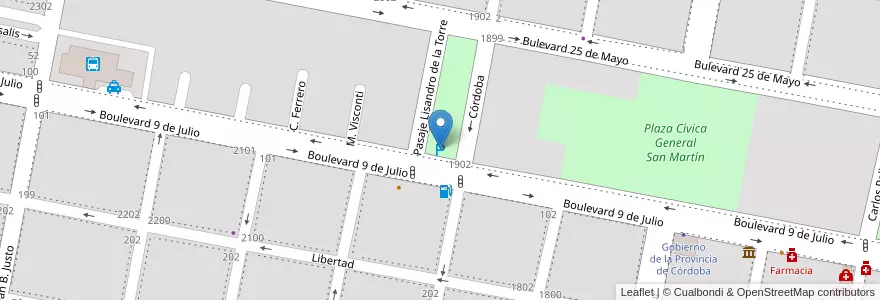 Mapa de ubicacion de Estacionamiento de auto en Arjantin, Córdoba, Departamento San Justo, Pedanía Juárez Celman, Municipio De San Francisco, San Francisco.