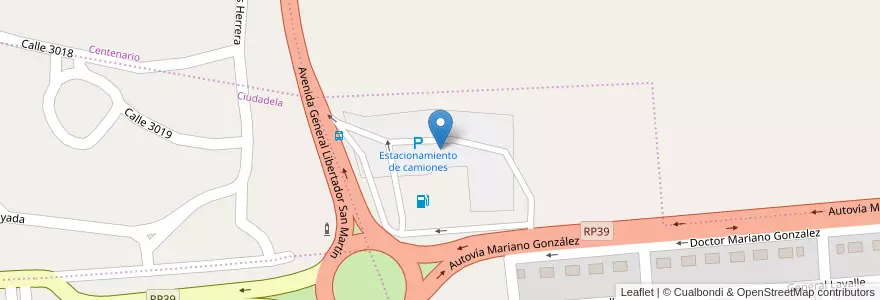 Mapa de ubicacion de Estacionamiento de camiones en アルゼンチン, チュブ州, Departamento Escalante, Comodoro Rivadavia.