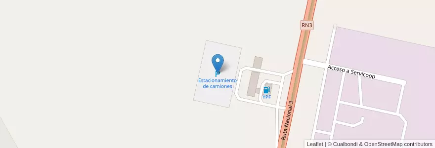 Mapa de ubicacion de Estacionamiento de camiones en Argentine, Chubut, Trelew, Departamento Rawson.