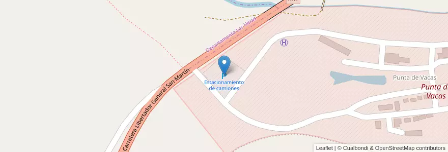Mapa de ubicacion de Estacionamiento de camiones en Arjantin, Şili, Mendoza, Departamento Las Heras.