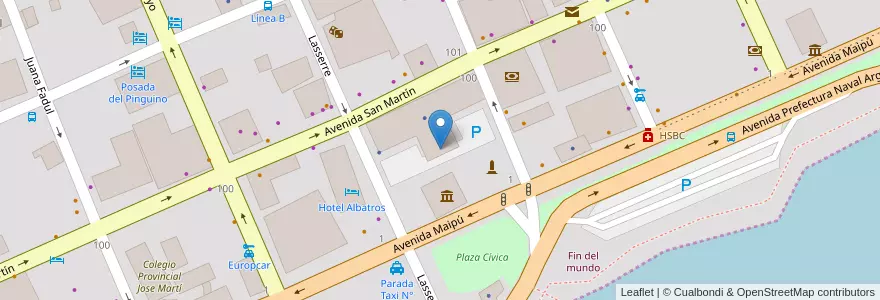 Mapa de ubicacion de Estacionamiento de Casa de Gobierno en Argentinien, Departamento Ushuaia, Chile, Feuerland, Ushuaia.