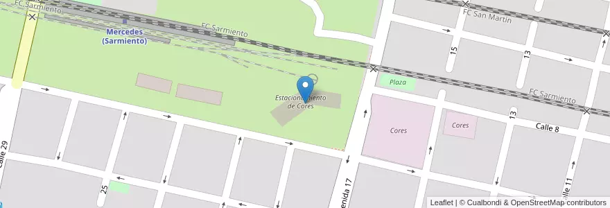 Mapa de ubicacion de Estacionamiento de Cores en Arjantin, Buenos Aires, Partido De Mercedes, Mercedes.