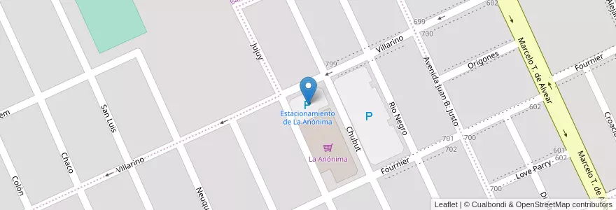 Mapa de ubicacion de Estacionamiento de La Anónima en アルゼンチン, チュブ州, Puerto Madryn, Departamento Biedma.