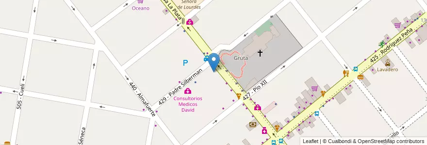 Mapa de ubicacion de Estacionamiento de Lourdes en Аргентина, Буэнос-Айрес, Partido De Tres De Febrero, Santos Lugares.